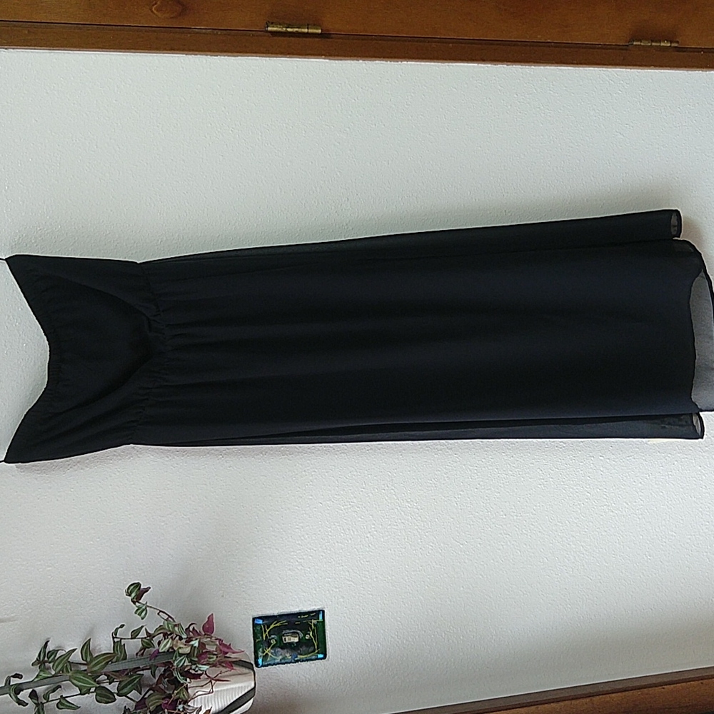 H&M Divided Black Strapless Sheer Maxi Dress Size 10